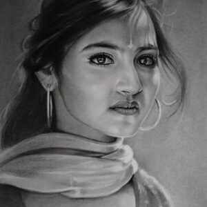 Commission Portrait Indian Girl Charcoal sketch
